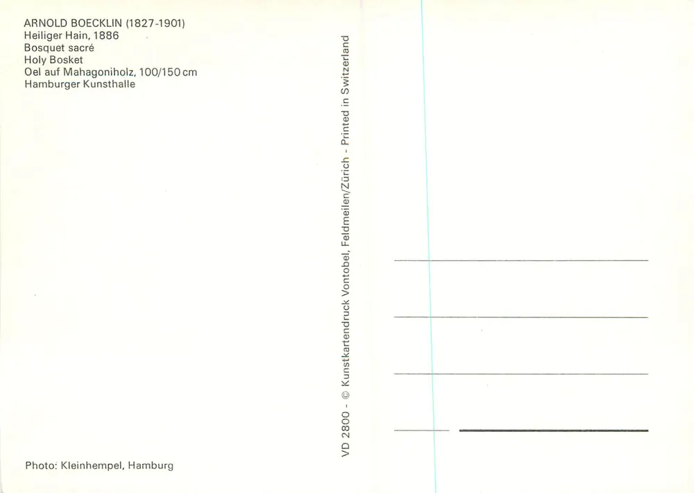 Heiliger Hain — 1886 — Arnold Boecklin (1827-1901) — VD 2800 - Verso