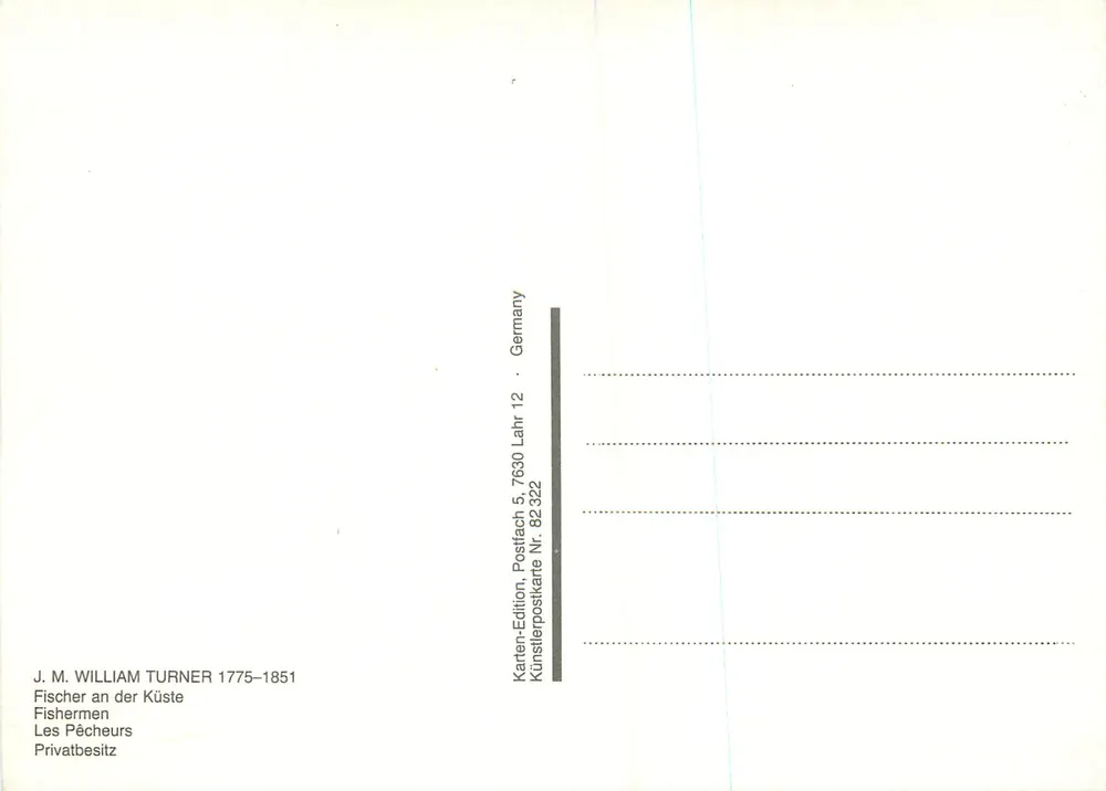 Fischer an der Küste — William Turner 1775-1851 — Karten-Edition, Postfach 5, 7630 Lahr 12 - Verso