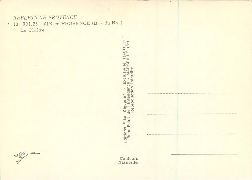 Cygula — Wydawca: Wydawnictwo "Reflets de Provence" — nr 001.25 - Rewers