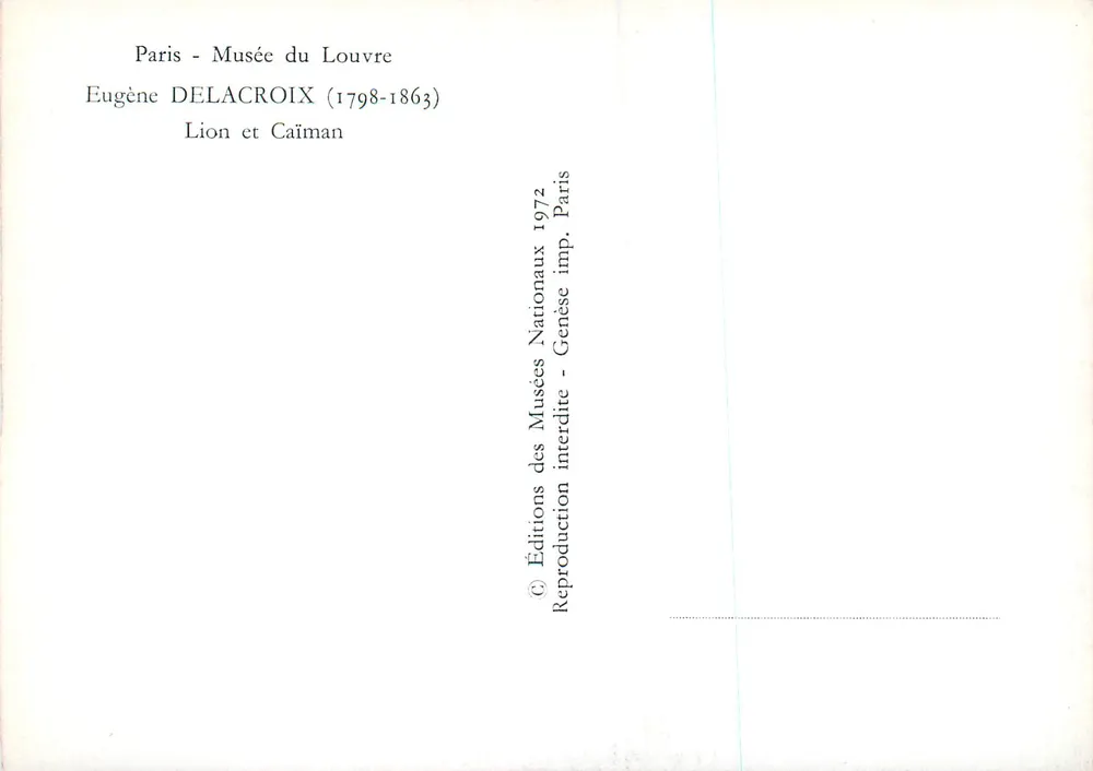 Löwe und Kaiman — Eugène Delacroix (1798-1863) — Éditions des Musées Nationaux, Paris 1972 - Rückseite