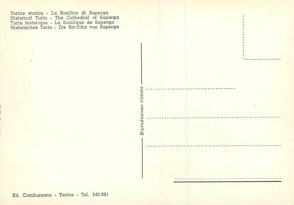 Basiliek van Superga — Torino — Ed. Cambursano n° 540.981 - Achterkant