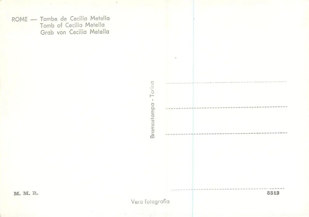 Roma - Graf van Cecilia Metella — uitgever Bromostampa-Torino, n° 5513 - Achterkant