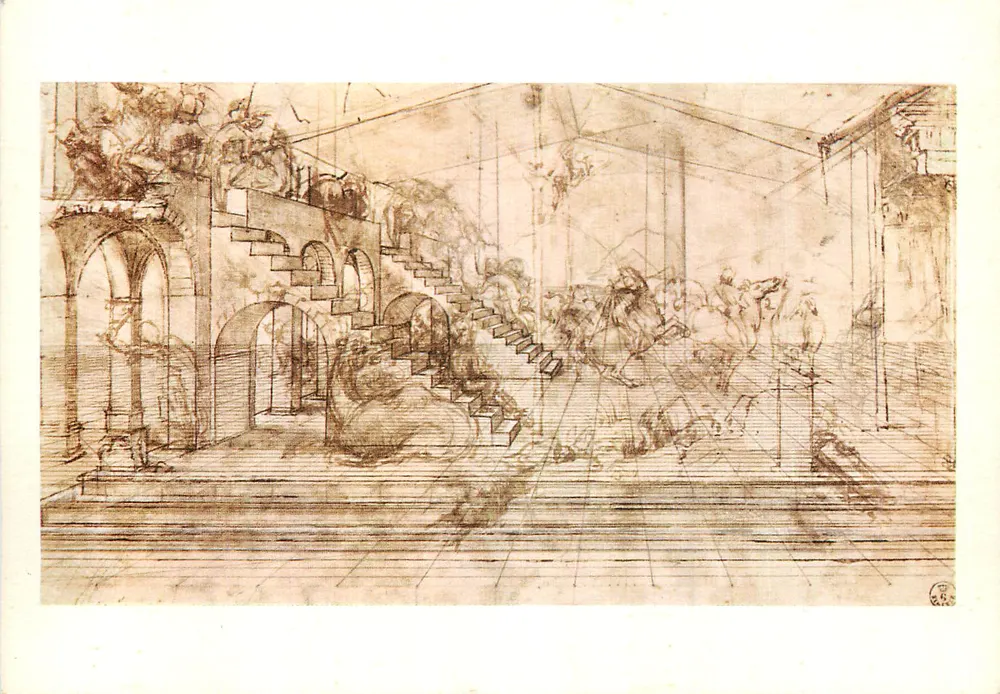Leonard de Vinci — Prospettiva — Éditeur Giusti di S. Becocci, Florence - Recto