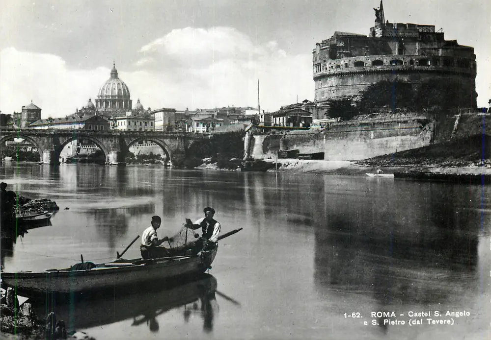 Roma - Castel S. Angelo e S. Pietro (dal Tevere) — 1-62 — éditeur Brunner & C. Como - Recto