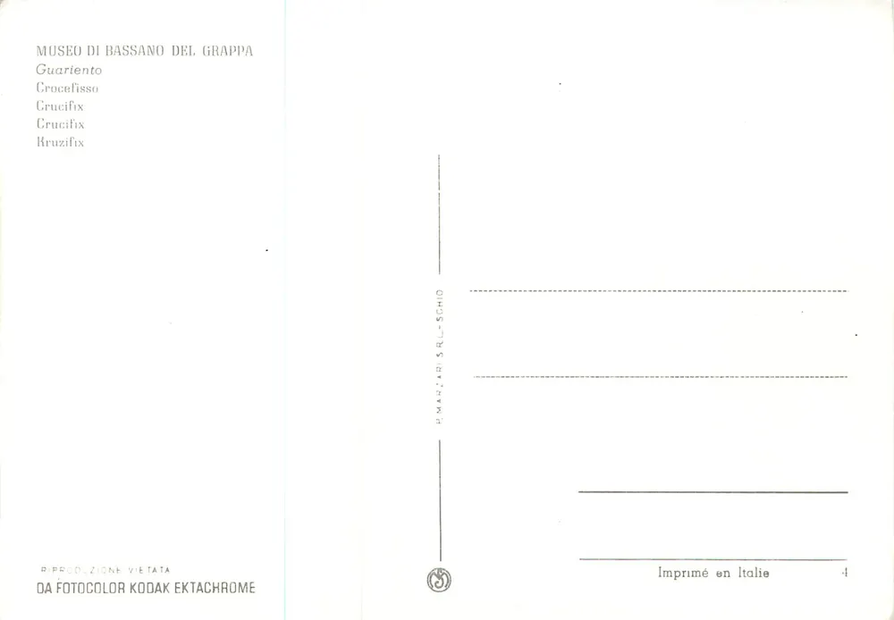 Crucifix — Museum of Bassano del Grappa — Publisher: P. Marzari S.r.l. - Schio - Back