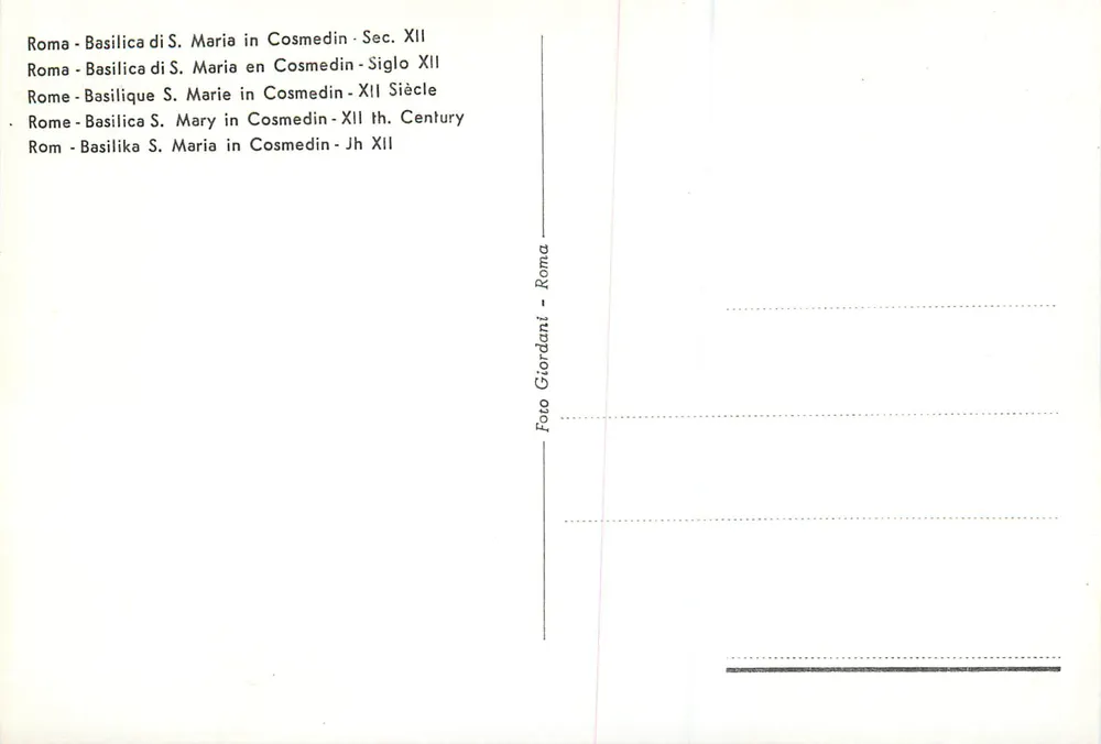 Basilique de S. Maria in Cosmedin — XIIe siècle — Photo Giordani - Verso