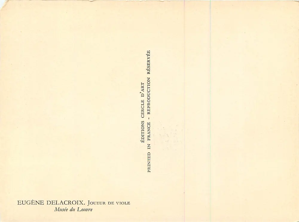 Joueur de vièle — Eugène Delacroix — Éditions d'Art Cercle - Verso
