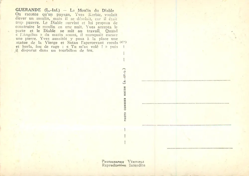 Guerande (L.-Inf.) — Młyn Szatana — Photo Combier Haccon - Rewers