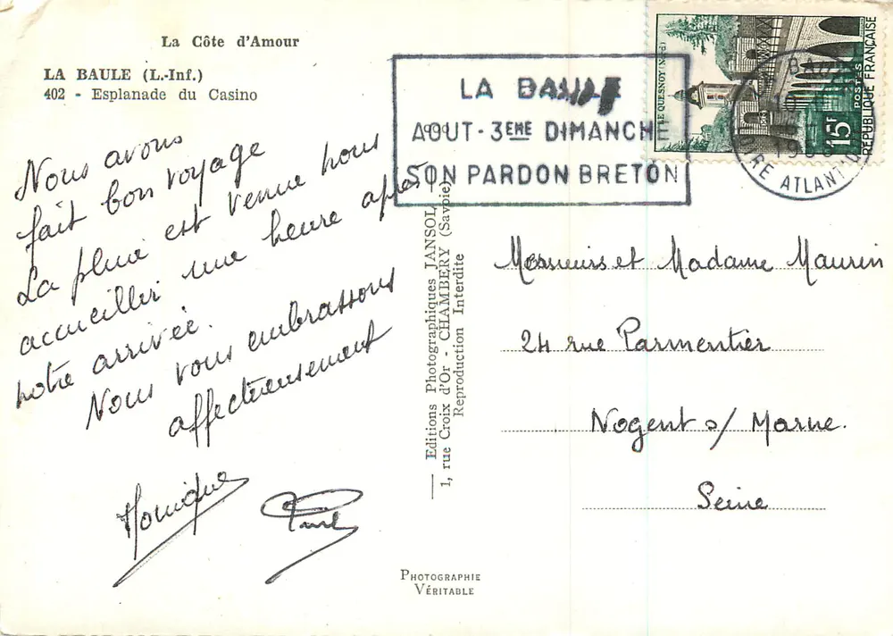 La Baule — Esplanade du Casino — Éditions Photographiques Iansol - Verso