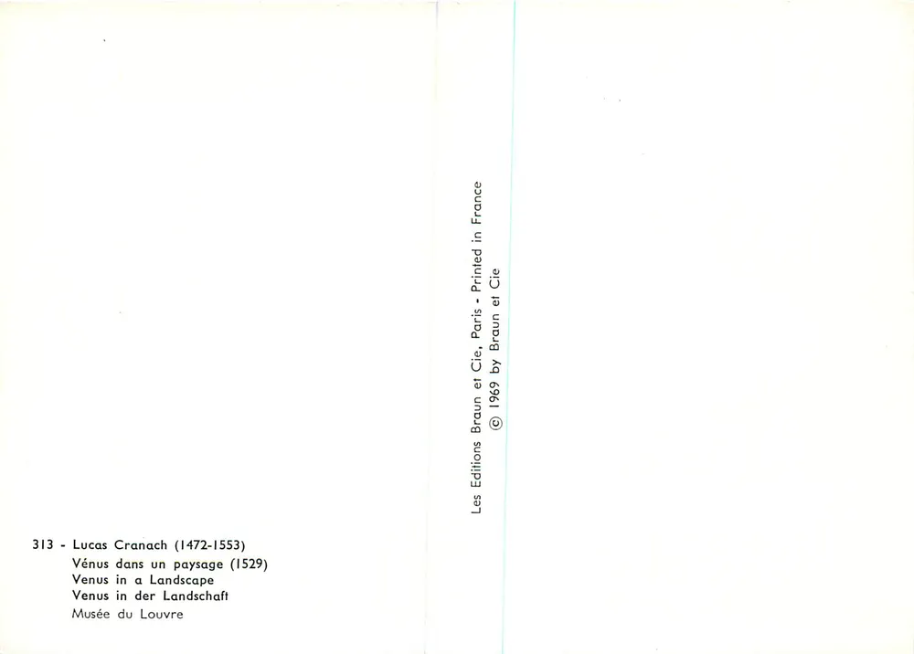 Venus in einem Landschaftsbild — Lucas Cranach (1472-1553) — Éditions Braun et Cie, Paris, 1969 - Rückseite