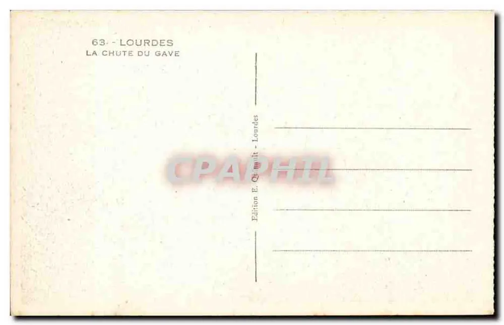 Lourdes — A queda do Gave — Edição E. Chumil - Lourdes - Verso