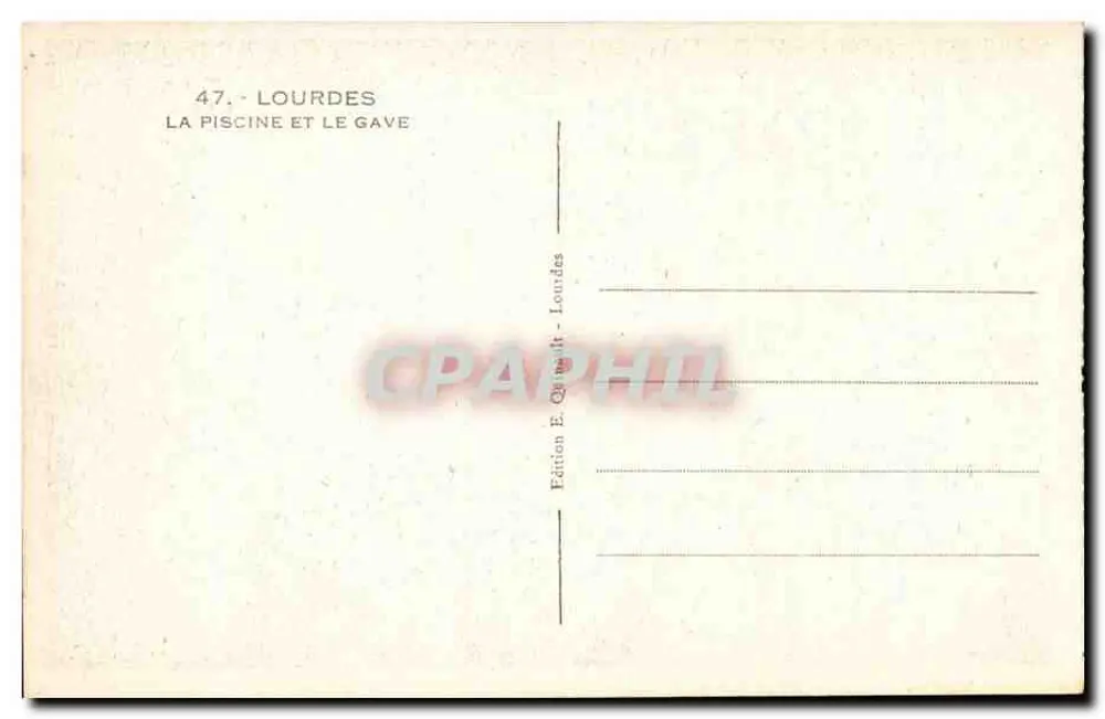 Lourdes — A piscina e o Gave — Edição E. Orphail, Lourdes, n°47 - Verso