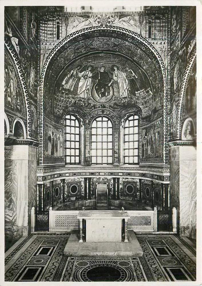 Interior of the Basilica of Saint Mary Major — mosaics and altar — unknown publisher, series number not visible - Front