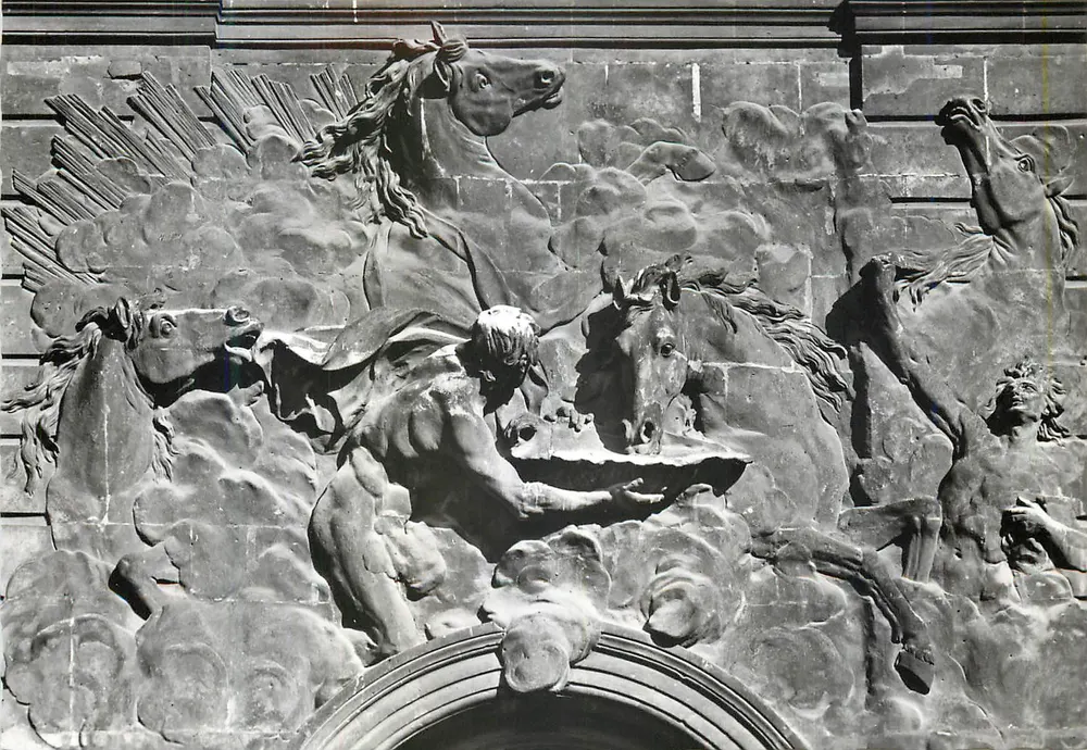 Sculpturale Relief von Pferden und mythologischen Figuren — unbekannter Verleger, Seriennummer nicht lesbar - Vorderseite