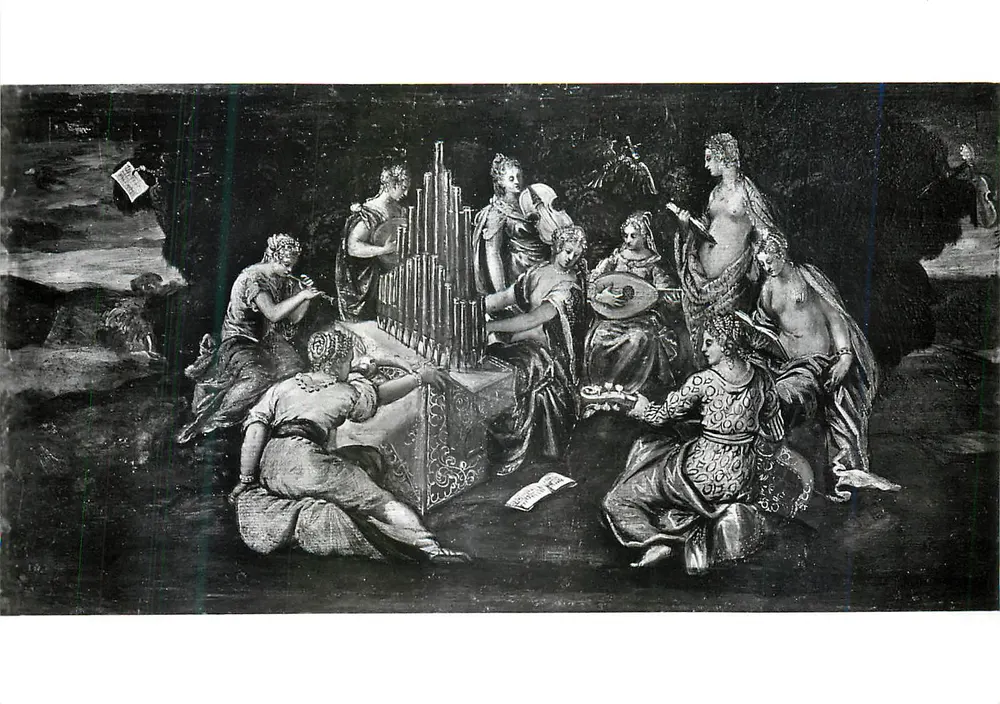 Mythologische Szene mit Musikern — Gravur oder Reproduktion — Verlag und Seriennummer nicht lesbar - Vorderseite