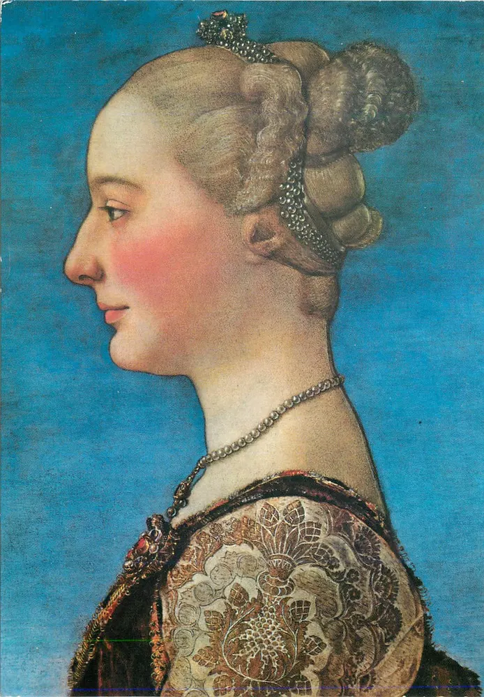 Retrato de mulher — perfil — reprodução de uma obra de Léonard de Vinci - Frente
