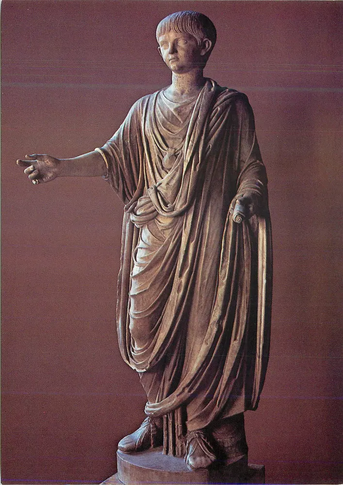 Römische Statue — junger Mann in Toga — Verleger nicht sichtbar - Vorderseite