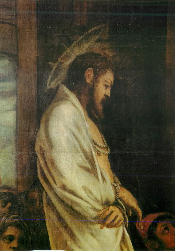 Jesus carregando a coroa de espinhos — pintura religiosa — editor desconhecido, número de série ilegível - Frente