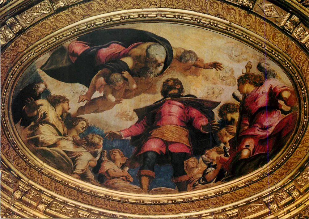 São Pedro e os apóstolos — fresco — editor desconhecido, número de série não visível - Frente