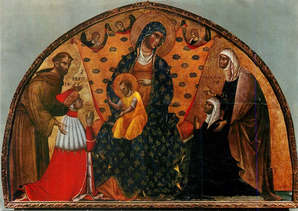 Panna Maria z Dzieciątkiem otoczona świętymi — dzieło przypisywane Fra Angelico — wydawca nieznany, numer seryjny nie widoczny - Awers