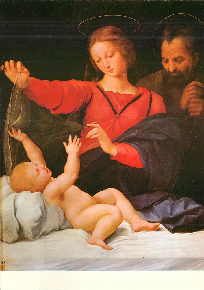 Święta Maria i Święty Józef z Dzieciątkiem Jezus — religijna malowidło — wydawca nieznany, nr serii 193 - Awers
