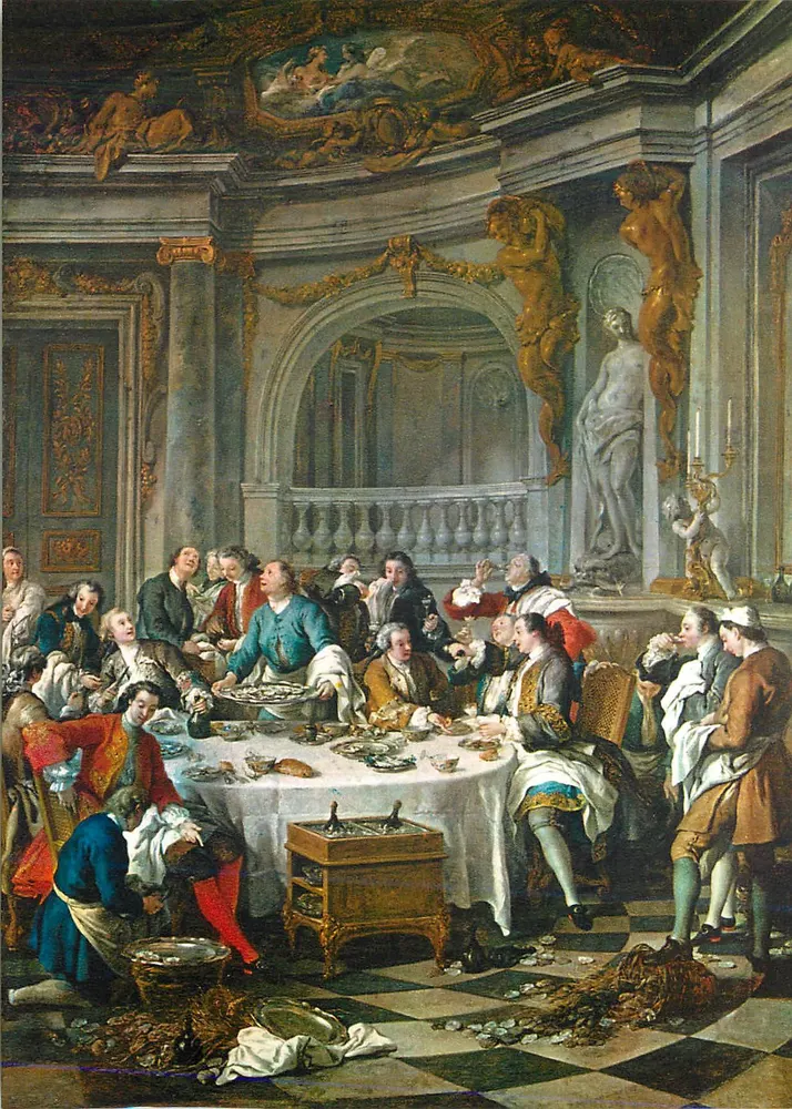 Feestelijk diner — scène van een diner — onbekende uitgever, serie-nummer niet leesbaar - Voorkant