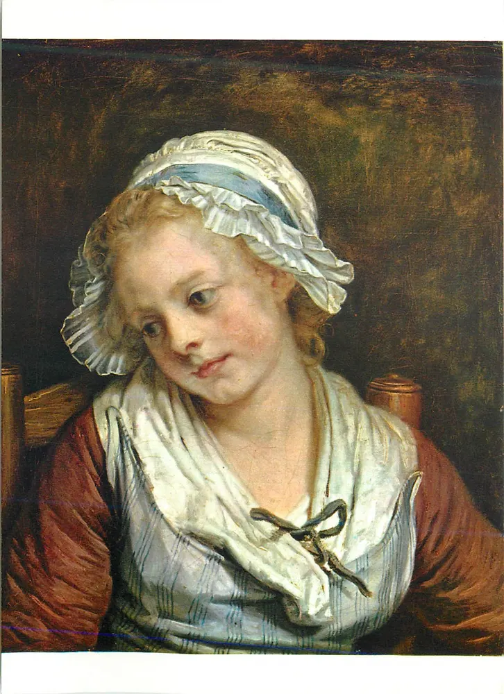 Jovem menina com chapéu de babados — pintura — editor e número de série ilegíveis - Frente