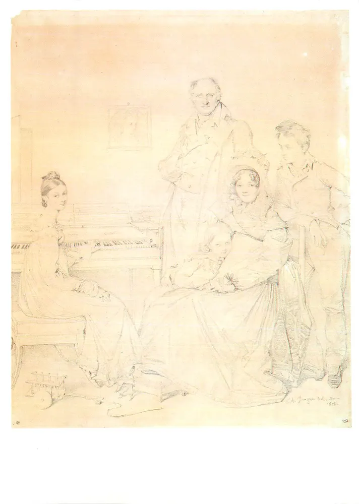 Família ao piano — desenho a tinta e lápis — E. Jourdan, Paris, n° 548 - Frente