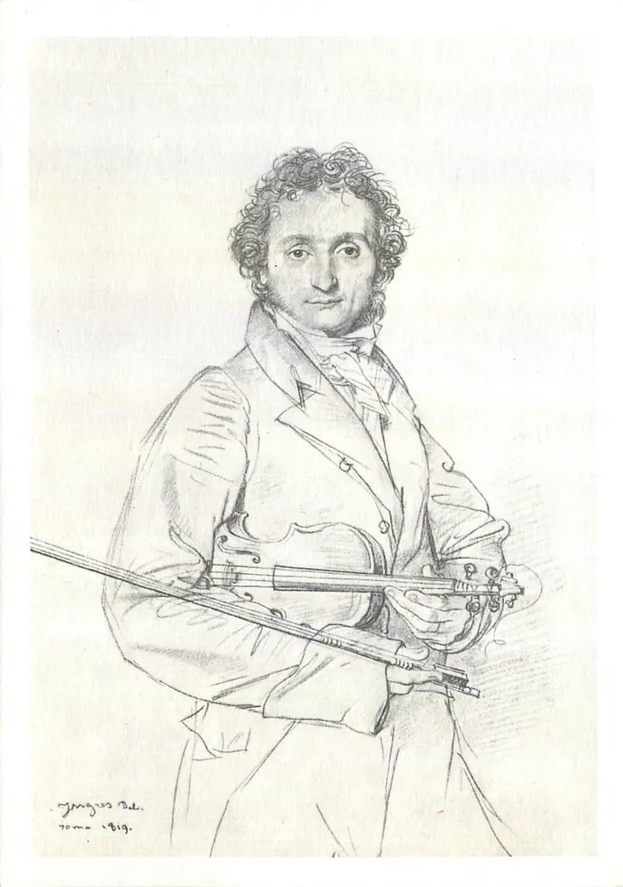 Portrait d'un musicien à l'instrument — dessin de J. Bel, 1819 - Recto