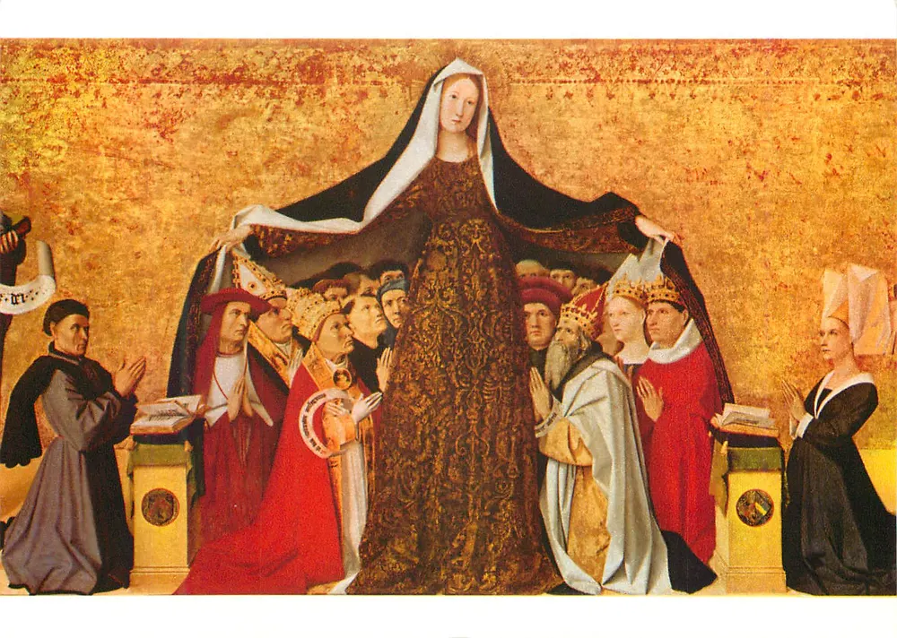 A Virgem com o Menino cercada de santos — pintura religiosa — editor desconhecido, número de série não visível - Frente