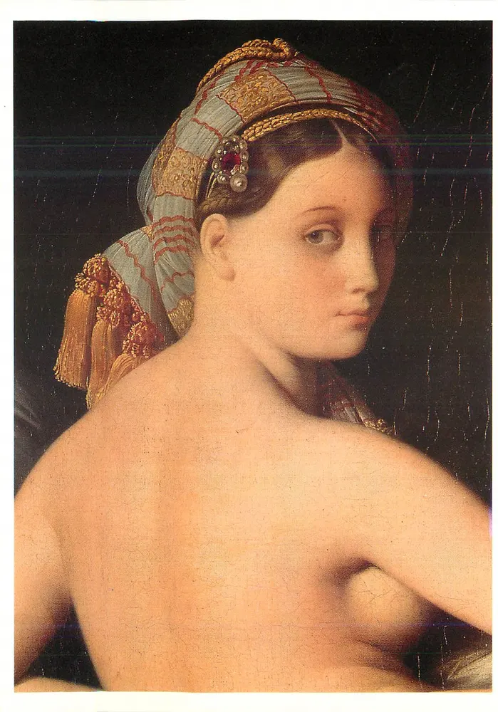 Jovem mulher nua com turbante — obra de arte — editor desconhecido, número de série não legível - Frente