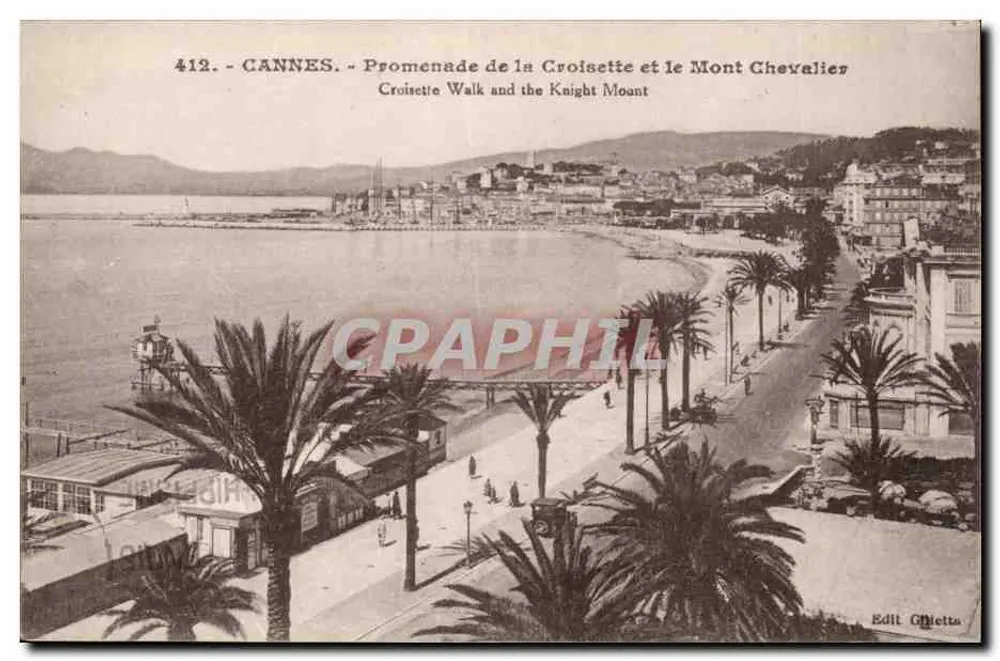 CANNES - Promenade de la Croisette und der Mont Chevalier — Edit. Gilletta, Nr. 412 - Vorderseite