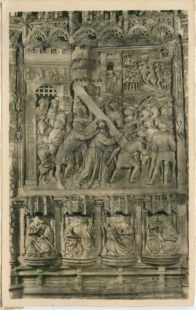 Crucificação — detalhe escultórico — editor desconhecido, número de série ilegível - Frente