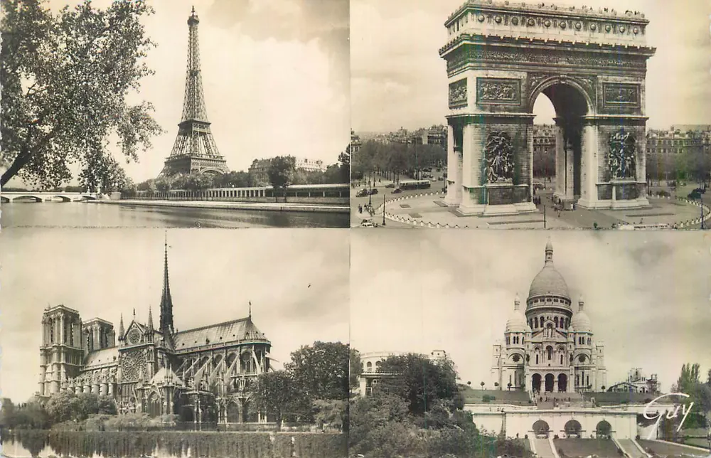 Paris — Tour Eiffel, Arc de Triomphe, Notre-Dame, Sacré-Cœur — Guy - Vorderseite