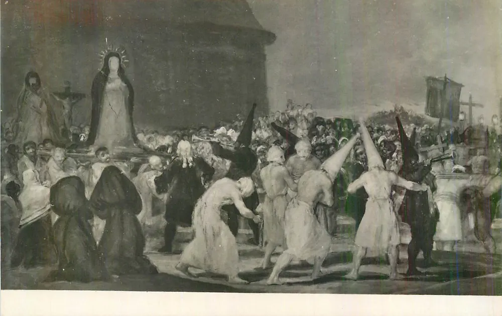 Procesión de la Virgen — escena de baile y peregrinación — editor no identificable - Anverso