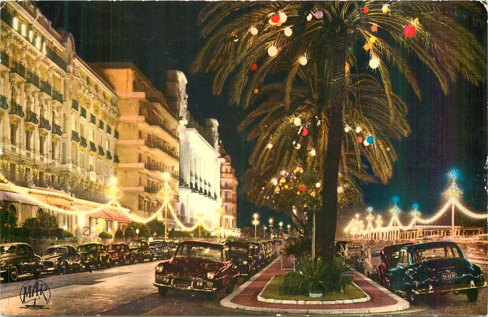 Vue nocturne de la Promenade des Anglais à Nice — éditeur MAR, n° 173 - Recto