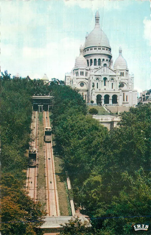Sacre-Cœur de Montmartre — vue avec le funiculaire — éditeur IRIS - Recto