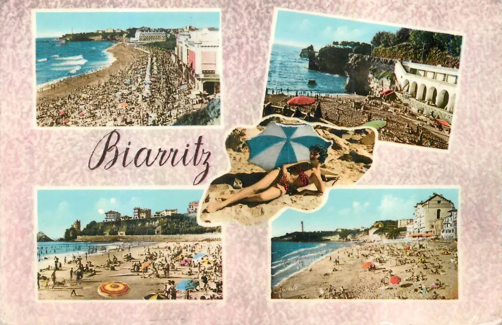 Biarritz — Strand und Küstenlandschaft — Ansichtskarte - Vorderseite