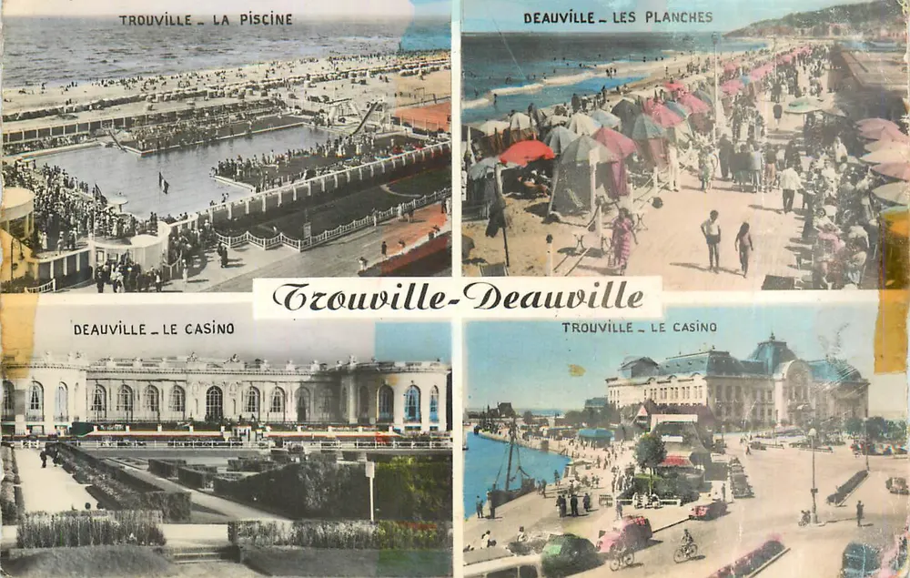 Trouville-Deauville — Quatre vues : La piscine, les plages, le casino - Recto