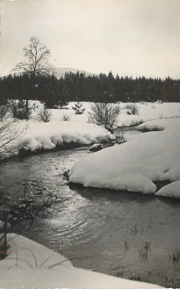 Winterlandschap — bevroren rivier met bos in de verte — onbekende uitgever - Voorkant