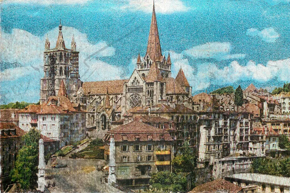 Catedral Nossa Senhora de Besançon — vista panorâmica — editor não visível - Frente