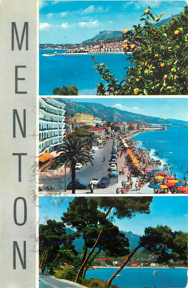 Menton — vista panorâmica e praia — editor não visível - Frente
