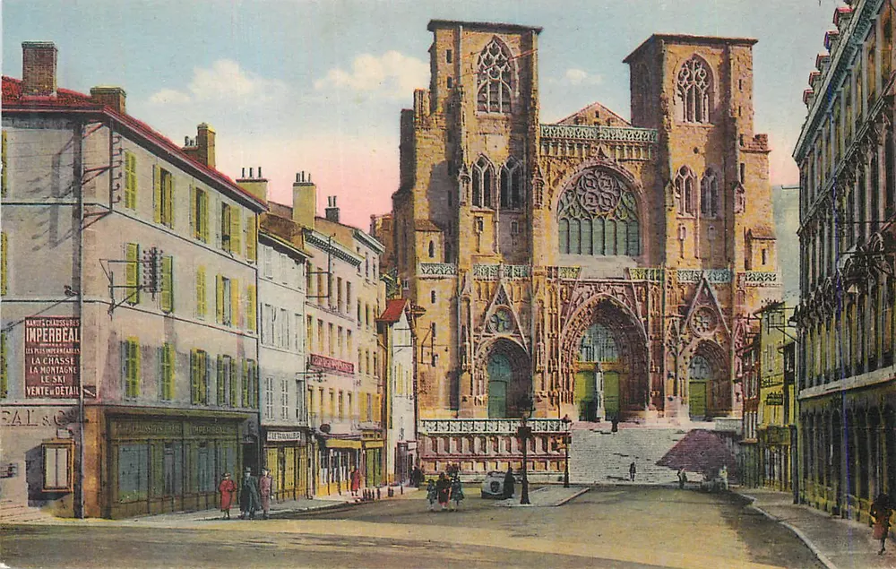 Kathedrale Notre-Dame in Lyon — Ansicht der Fassade — Verlag Imperbeal, Seriennummer nicht sichtbar - Vorderseite