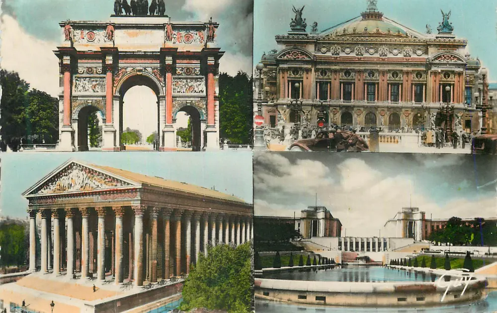 Paris — Arc de Triomphe, Opéra Garnier, Panthéon et Fontaine du Luxembourg — G. T. - Recto