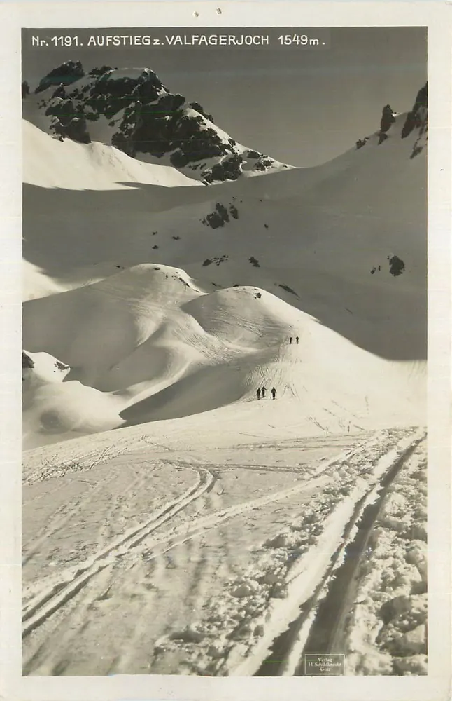 Ascensão para o colo de Valfagerjoch — 1549 m — editor Vögele, n° 1191 - Frente