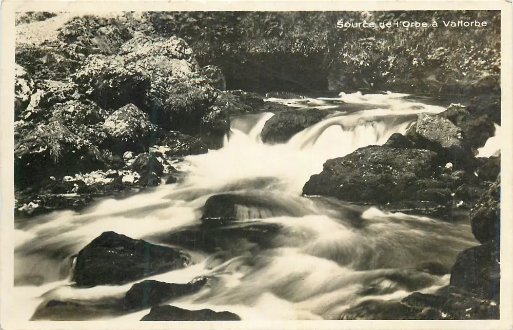 Fonte do Orbe em Vanorbe — vista da fonte com cascata — editor não identificado - Frente