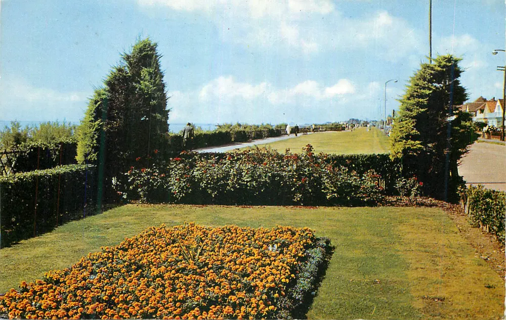 Giardino floreale con passeggiata costiera — vista della costa — editore non visibile - Recto
