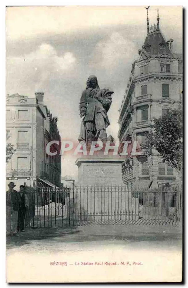 Béziers — A Estátua de Paul Riquet — M. P. Phot. - Frente