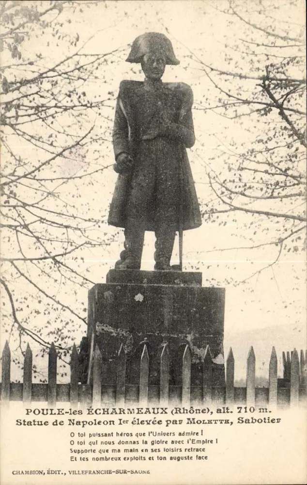Statue Napoleons I. in Poule-les-Écharmeaux (Rhône) — Verlag Chambion, Villefranche-sur-Saône, Seriennummer nicht sichtbar - Vorderseite