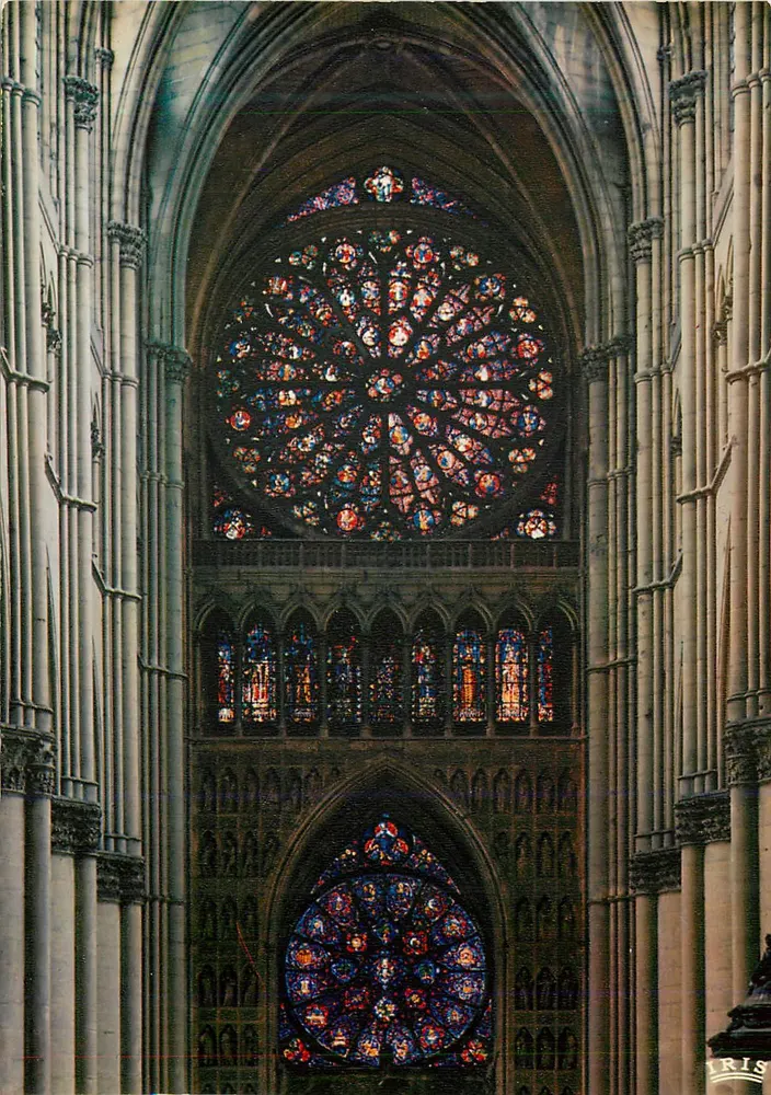 Rosace de la cathédrale Notre-Dame de Paris — vue intérieure — éditeur IRIS - Recto